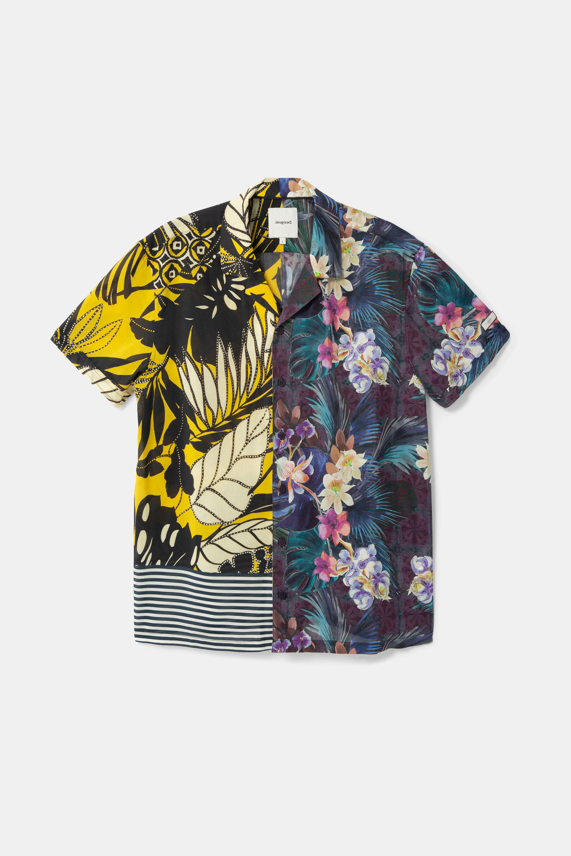 Shirt met Hawaï-print in twee helften – YELLOW – S