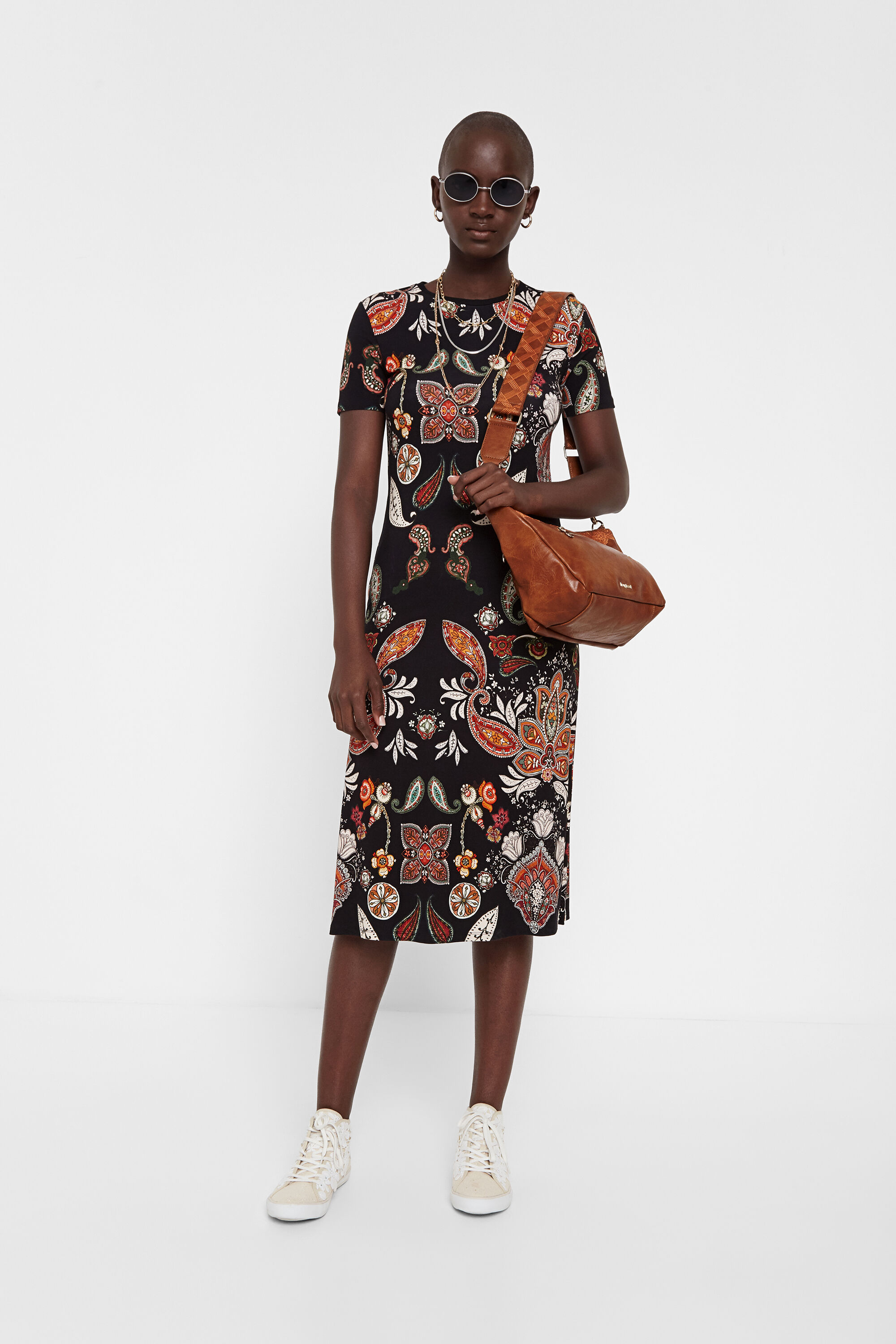Midi-jurk met paisley-print – BLACK – XS