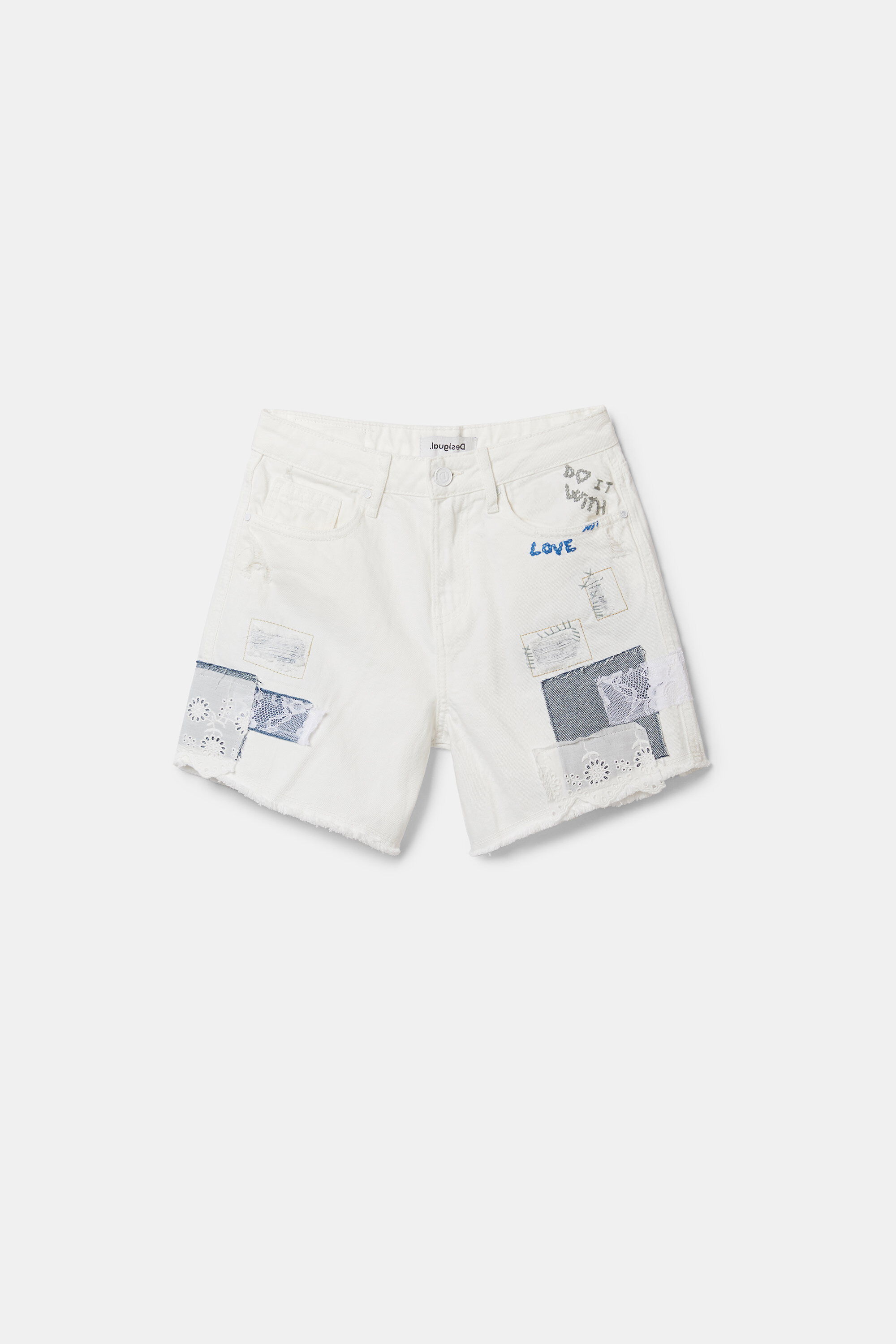 Patchwork shorts - WHITE - 28
