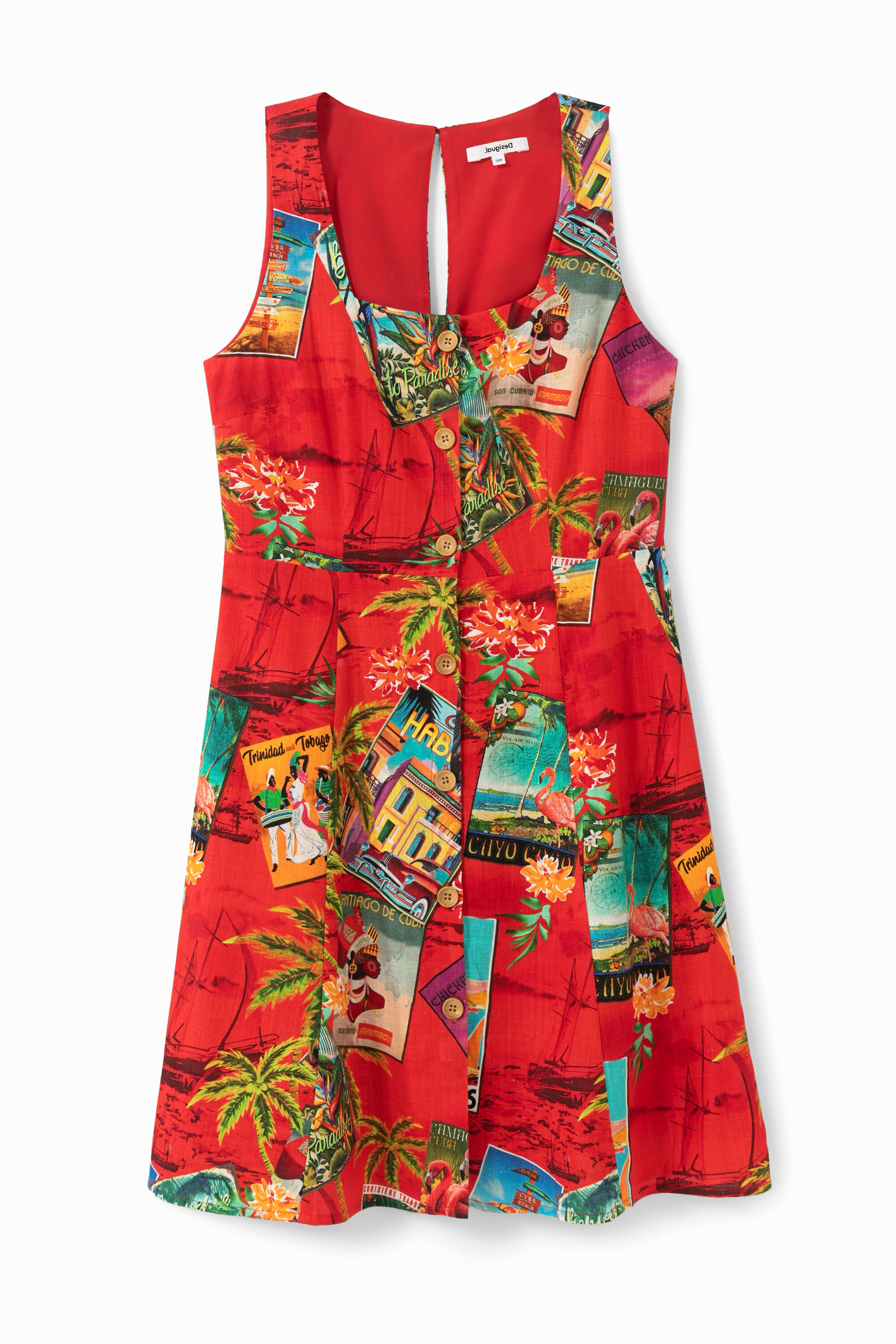 Robe courte lin robe chasuble - RED - L