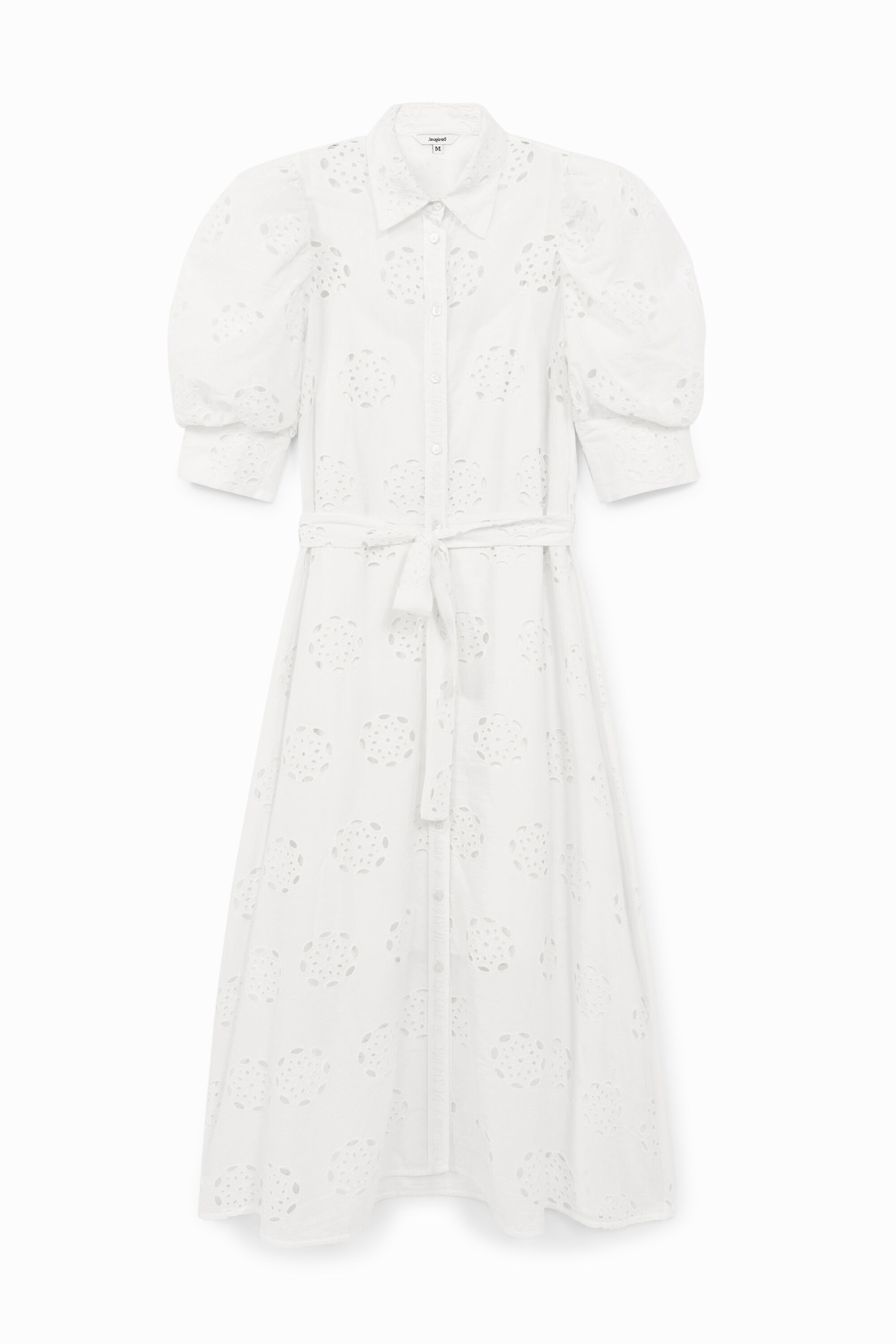 Robe midi broderie suisse - WHITE - L