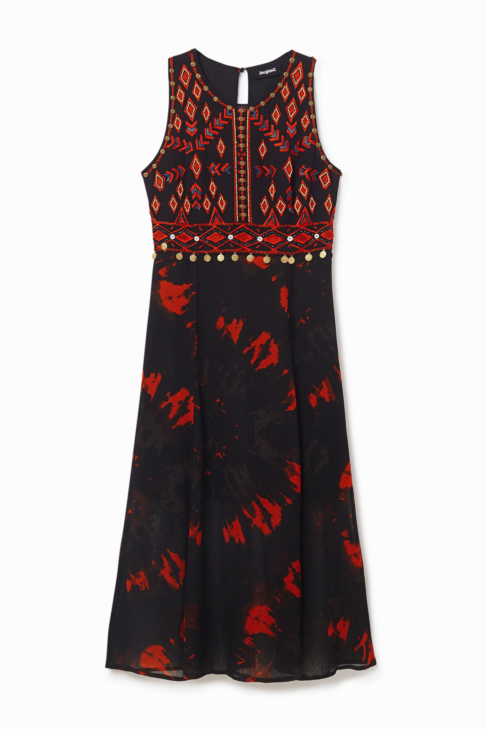 Robe mi-longue coupe slim fendue - BLACK - L