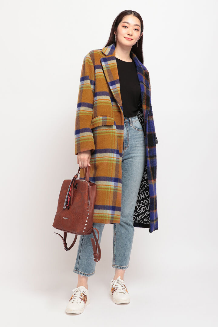 
タータンチェック ルーズロングコート