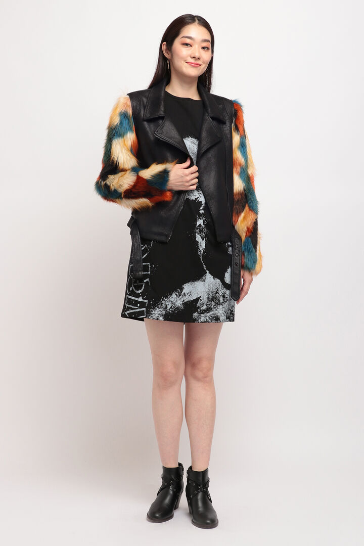 
カラフルファースリーブ バイカージャケット | Desigual